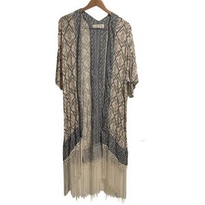 Abercrombie & Fitch Women’s Boho Kimono Duster Blue/Beige